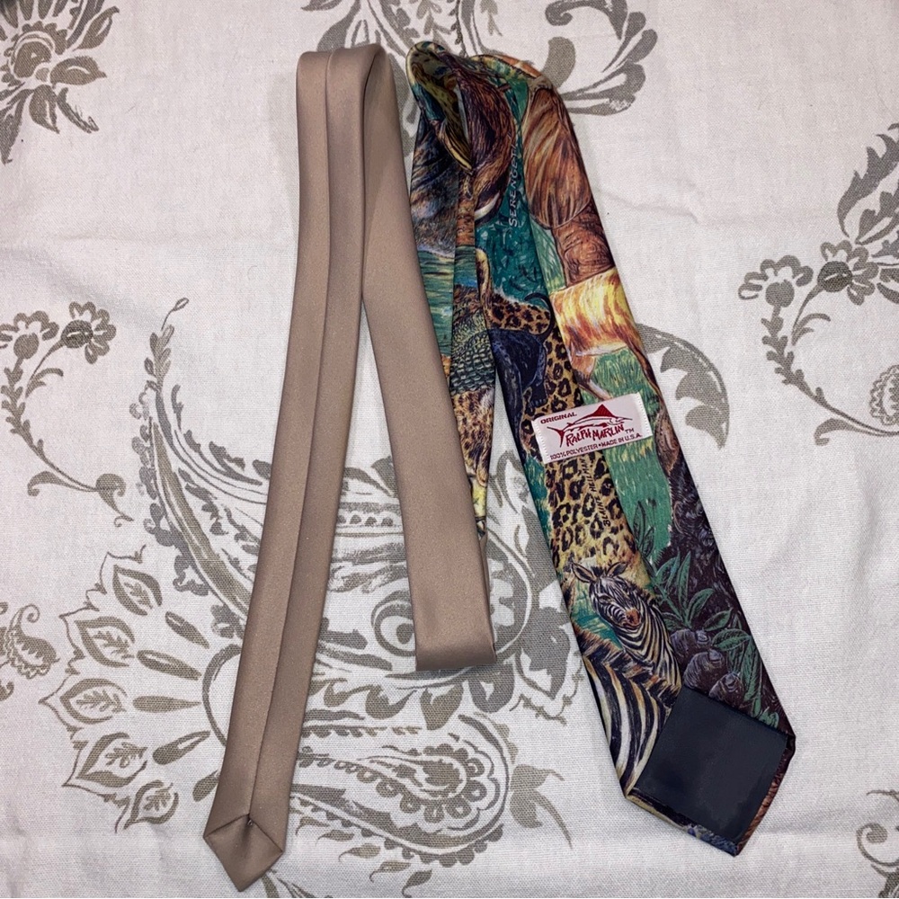 Ralph Marlin VTG African Serengeti Tie Zebra Gorilla Lion Animal Novelty - Picture 2 of 3